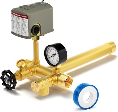 #ad Brass Well Pressure Tank Tee Kit with 40 60PSI Pressure Switch 100Psi Pressure $122.01