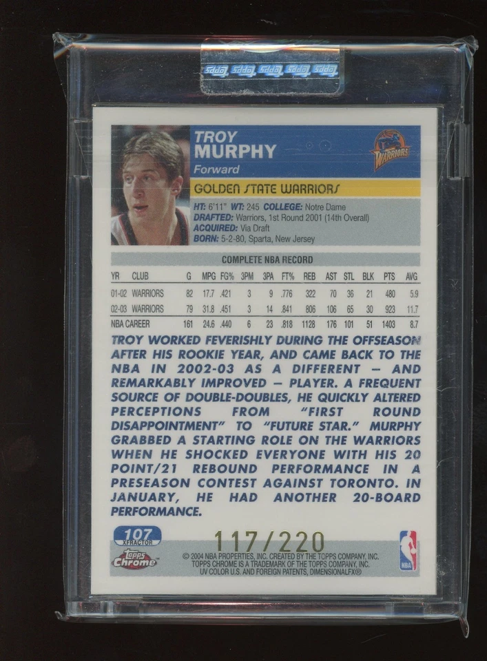 Baloncesto Troy Murphy 2003-04 Topps cromado #107 XFractor/220 sellado Foto 2 de 3