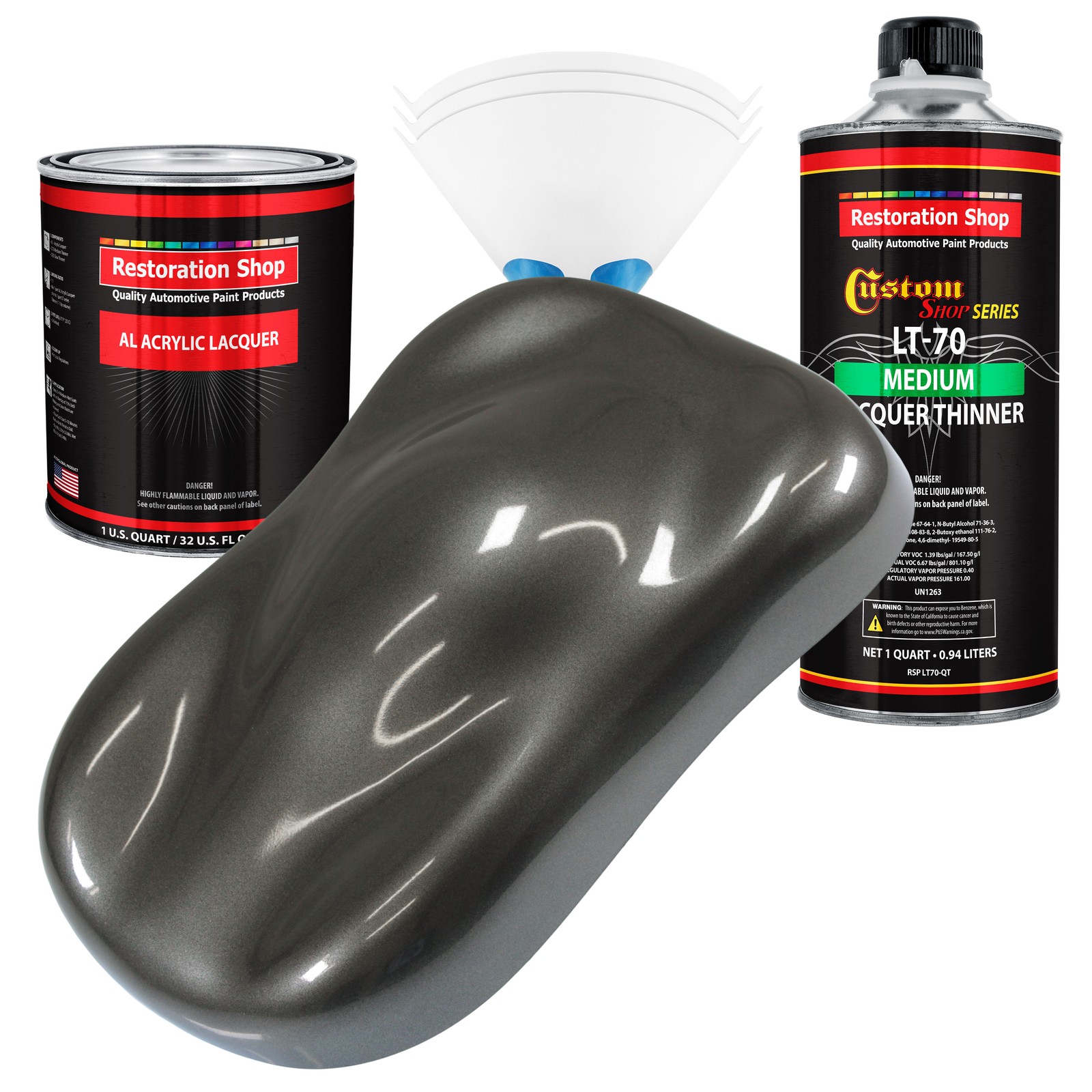 Anthracite Gray Pearl Acrylic Lacquer Quart Auto Paint Kit with Medium Thinner