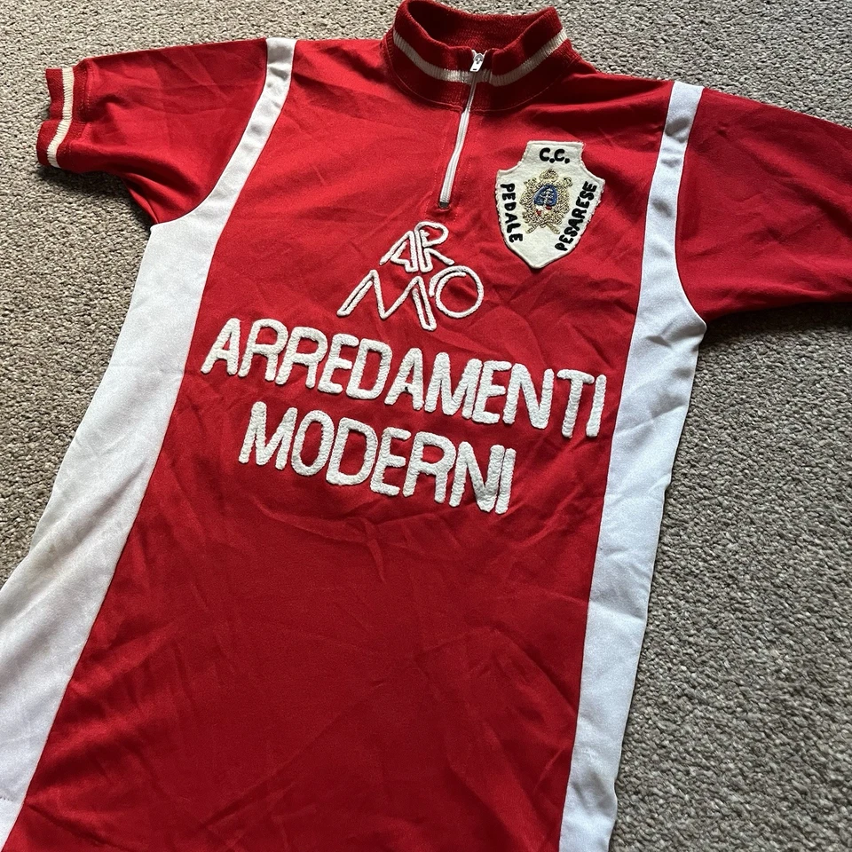 Kids Cycling Jersey Vintage Size Age 8 Red Italian Chain Stitching Lama - Image 2 of 4