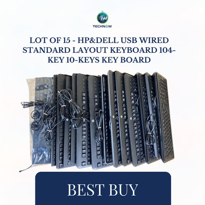 Lot of 15 - HP&DELL USB Wired Standard Layout Keyboard 104-Key 10-keys Key Board