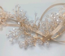 Holiday Sparkle Bride/Formal /Prom Chrystal Hair Head Band W/ Ribbon NWOT A36