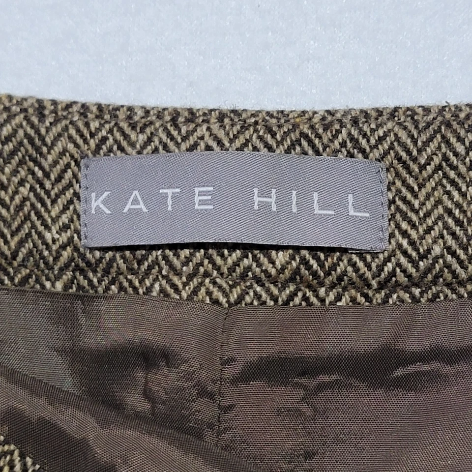 Falda Kate Hill Para Mujer Talla 10 Espiga Completamente Forrada Cremallera Lateral Lana Mezcla Seda Foto 4 de 4