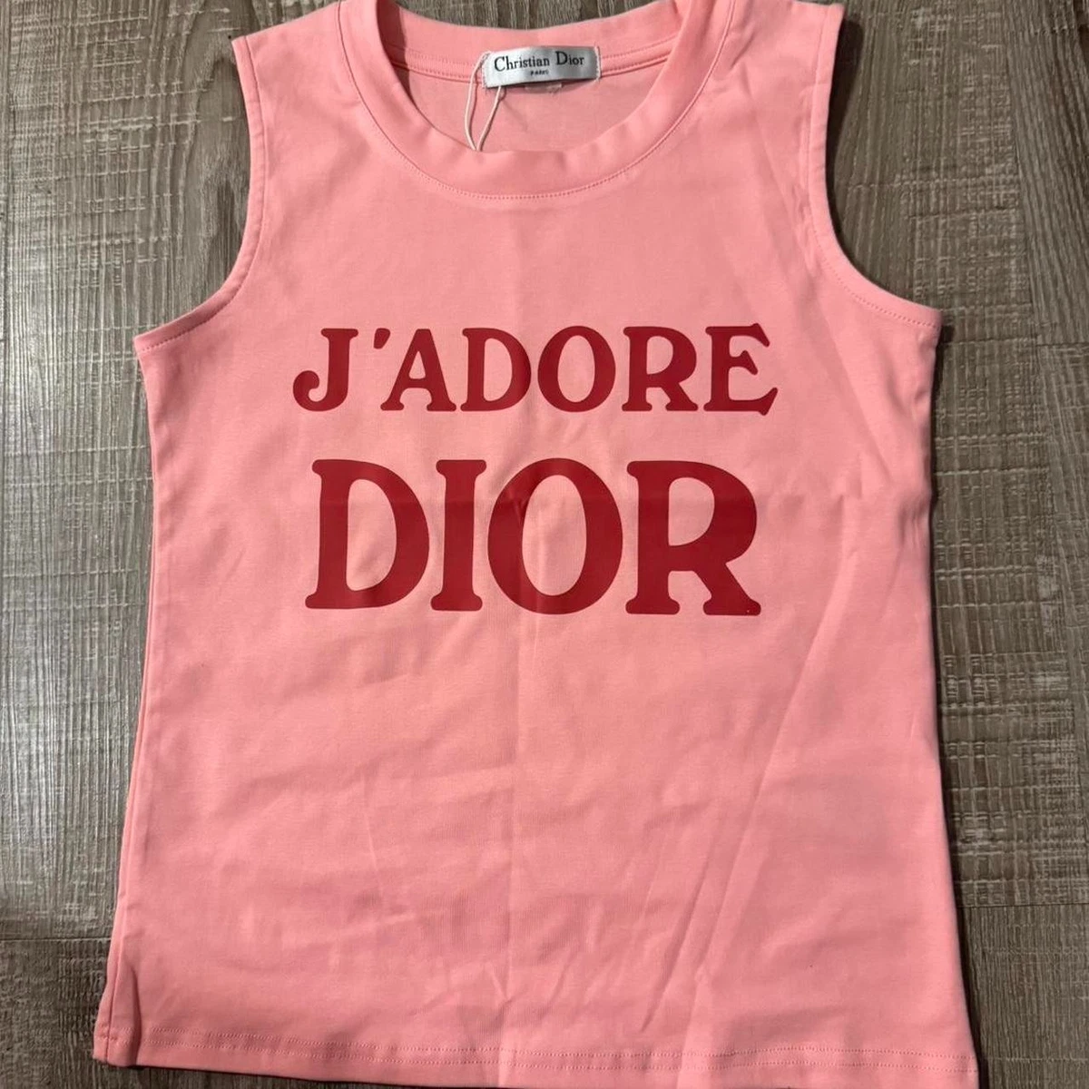 美品　Christian Dior ピンク タンクトップ Christian Dior タンクトップ ピンク 総柄 ラインストーン - メルカリ