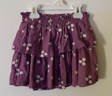 Jumping Beans Girls Tiered Skirt Size 5 Purple With White Flower Print