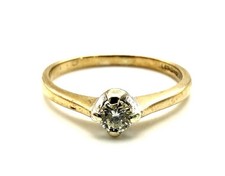 9ct Gold Diamond Engagement Ring Vintage Real Natural Diamond Solitaire Ring WOW