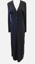 Vintage Emanuel Ungaro Black Full Button Maxi Dress Sz M Travel Career Minimalis