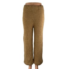 Skims Cozy Knit Women's Brown High Rise Teddy Fleece Lounge Trousers Pants S/M