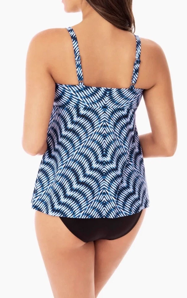 MIRACLESUIT Size 14 Hypnotique Kami Tankini Top Blue White Swimwear Slimming NEW - Image 2 of 4