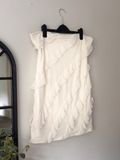 Oh POLLY Bandeau Ruffle Detail Mini Dress in Vanilla