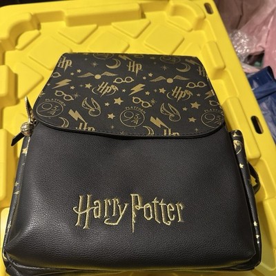 Primark NWT Harry Potter Mini Backpack Black Faux Leather With Bat Zipper Pull
