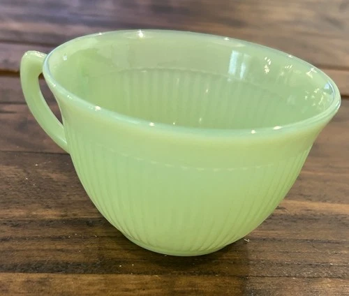 Vintage Fire King Oven Ware Jadeite Ribbed Coffee Cup Made in USA