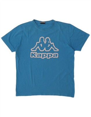 Kappa Herren Grafik T-Shirt Oberteil Large Blau Baumwolle DL05
