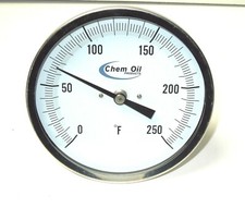 Chem Oil Thermometer Every Angle 5" Face 4" Stem 0 - 250° F Heavy Duty <944K5