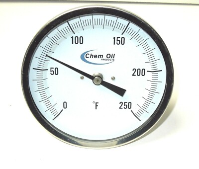 Chem Oil Thermometer Every Angle 5'' Face 4'' Stem 0 - 250° F Heavy Duty 944K5