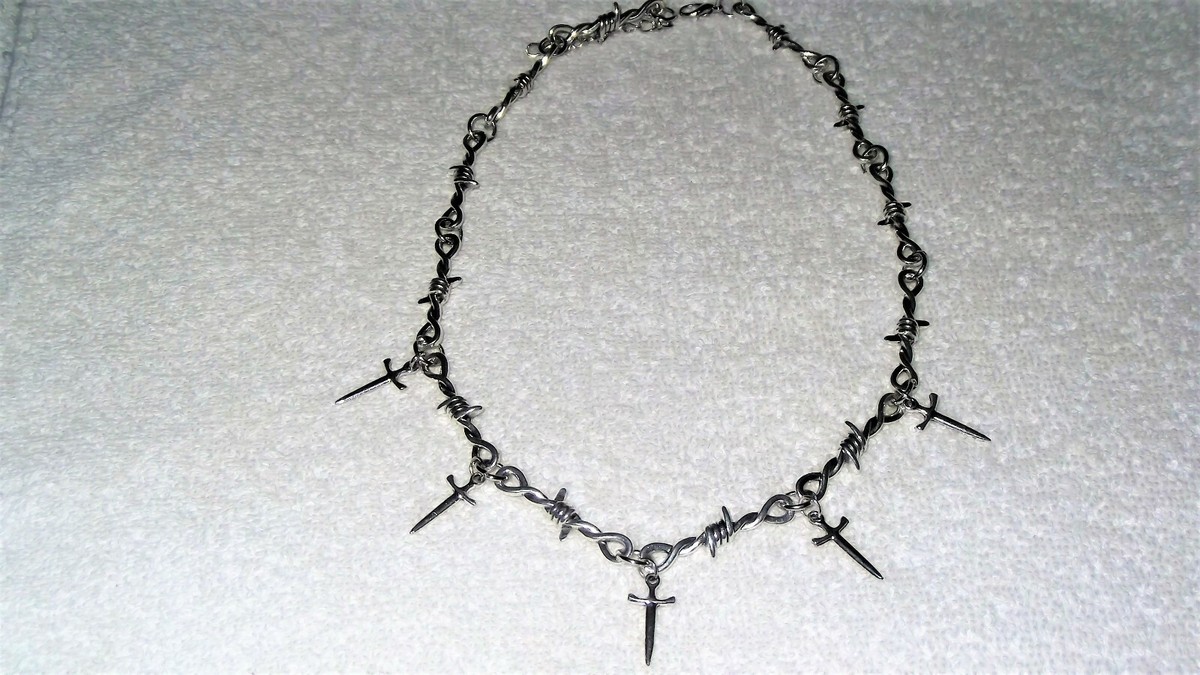 Cross Necklace Barbed Wire Necklace Hot Topic Sword Dagger Charm