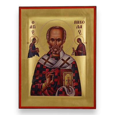 Nikolaus von Myra Ikone - Hochwertige handgefertigte griechisch-orthodoxe byz...