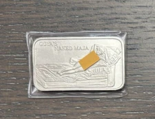 La Maja Desnuda Goya's Naked Maja Silver Art Bar 1 Ozt .999 Silver