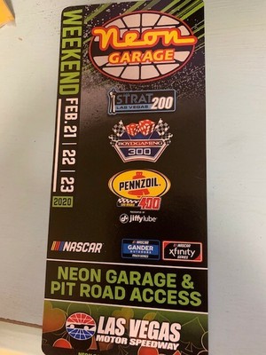Las Vegas Motor Speedway Neon Garage Passes Pass Is For The Entire