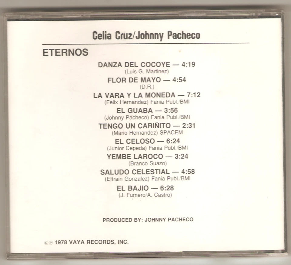 FANIA ALL STARS CELIA CRUZ JOHNNY PACHECO ETERNOS VAYA RECORDS IN JEWEL CASE VG+ Foto 2 de 3