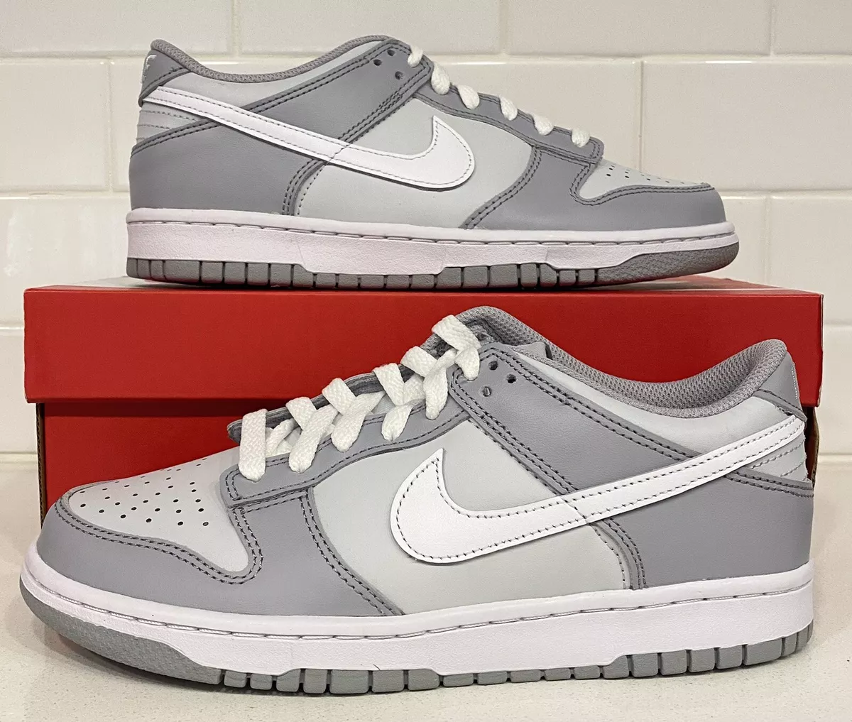 Nike Dunk Low Two Toned Grey Pure Platinum Wolf Grey GS Sz 6.5Y/Wmn 8  DH