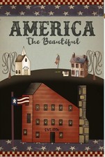 America the Beautiful Garden Flag Fourth July Summer Decor Farmhouse Rustic Prim