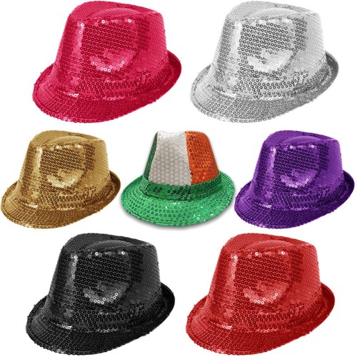 Unisex Fedora BORSALINO con paillettes cappello Gangster Glitter Michael  Jackson Fancy Dress Cap | eBay