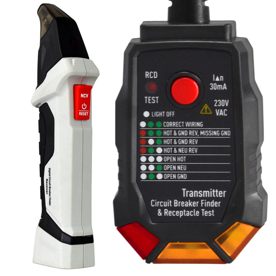 Sicherungsfinder SENDER & EMPFÄNGER Berührungsloser Phasenprüfer mit RCD TEST - Bild 3 von 3