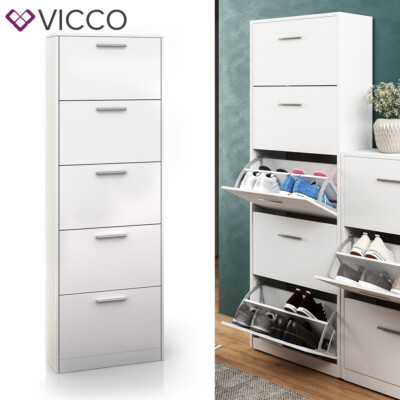 Vicco Meuble à chaussure Gizmo, Blanc, 59x169.5cm | Leroy Merlin