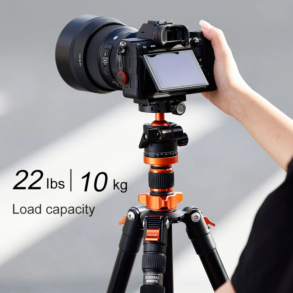 K&F Concept 17''-62'' Professional Travel Camera Tripod Monopod 360° Ball Head - Image 4 of 4