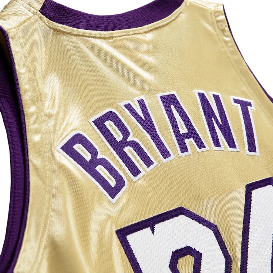 New Mens LA Lakers Authentic Mitchell & Ness Kobe Bryant Gold