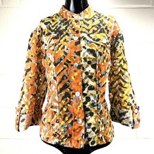 Ruby Road Sz 8 Leopard Print Long Sleeve Lightweight Sheer Shirt Jean Jacket Cut