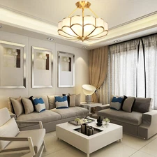 Semi Flush Mount Ceiling Light Fixture Gold Chandelier Brass Chandelier 23" Lamp