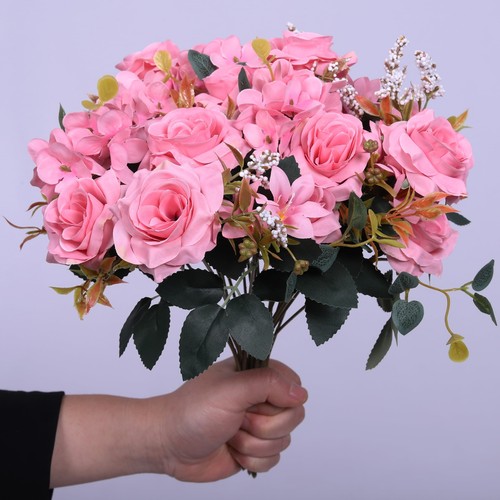Artificial Flowers Rose Small Silk Flowers for Home Decor Indoor 4 Bundles Fa...