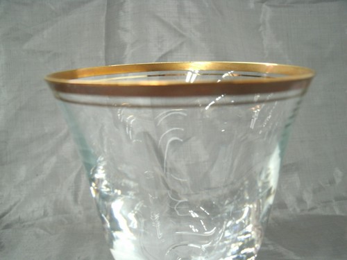 Vintage Mikasa WHEATON Set of 6~8-1/4" Water Goblets Glasses Gold Trim Disc'd EC - Picture 5 of 5