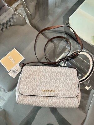 MICHAEL KORS Jet Set Medium  MK Logo PVC Convertible Crossbody Pouchette Bag