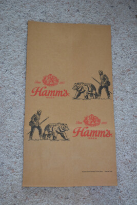 VINTAGE HAMM'S BEER MAN BEAR SHOPPING BAG CARRYOUT PAPER BOTTLES CANS EARL SASHA