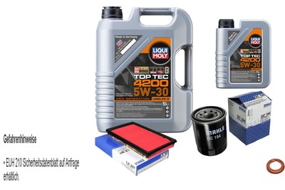 MAHLE Inspektionspaket 6L Liqui Moly 5W-30 Top Tec für Nissan Maxima/Maxima QX