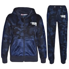 Kids Boys Tracksuit Navy Designer's Selfie Camouflage Jogging Suit 5-13 Years