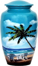 Beach Blue Cremation Urn for Human Ashes Adult Funeral Urn Handcrafted 200 lbs 