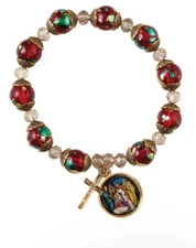 Let Us Adore Him Christmas Rosary Bracelet Chaplet Glass beads Pulsera Navidad