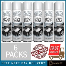 6 x WHITE PRIMER AEROSOL SPRAY PAINT 250ML FAST DRYING FOR AUTO CAR METAL NEW