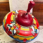 HUGE Vintage Tin Litho Spinning Top Toy Carousel Horses, Ohio Art, ca. 1950s