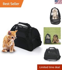 Medium Airline Approved Pet Travel Carrier  8 lbs Capacity, Stylish Black