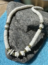 Vintage Hawaiian Surfer Puka Shell Bead Necklace Easy Clasp 16.5 Inch Trending
