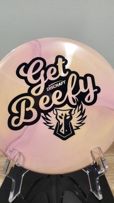 Discraft X Swirl Get Beefy Zone OS Disc Golf Disc Pink Yellow Dark Horse 174g