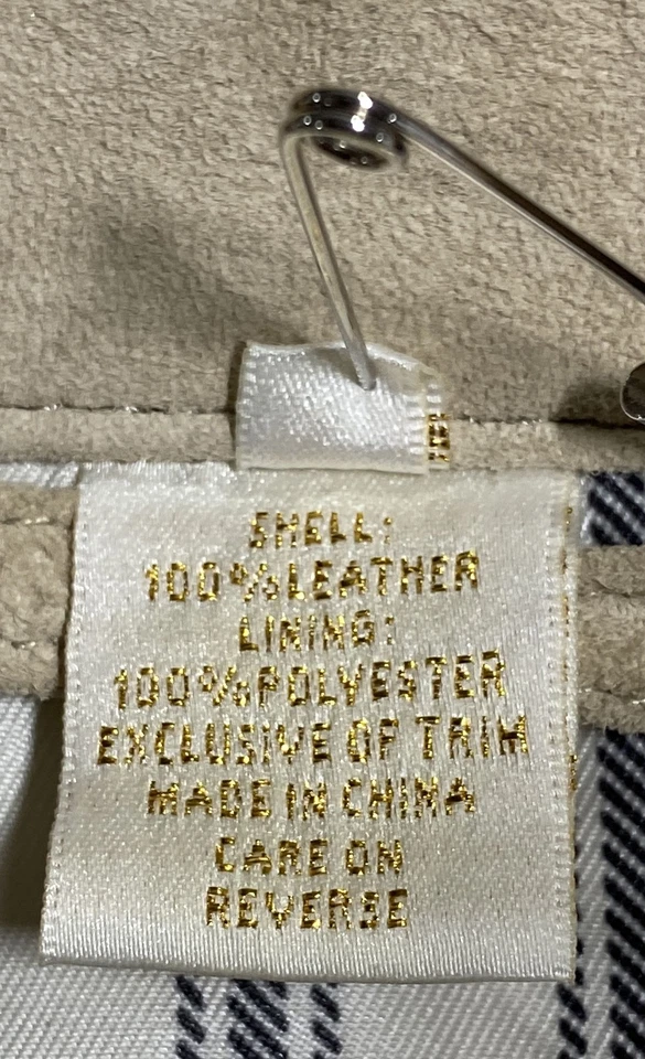 Chaqueta con botones de cuero beige Coach para mujer talla 10 Foto 4 de 4