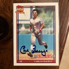 Carlos Baerga 1991 Topps Auto Signed Mets Cleveland Indians 