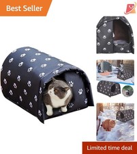 Outdoor Feral Cat House Weatherproof Waterproof Foldable Warmlined Shelter