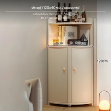 Nordischer Eckschrank 181 Cm, Minimalistischer Nebelgrauer Seitenschrank Mit